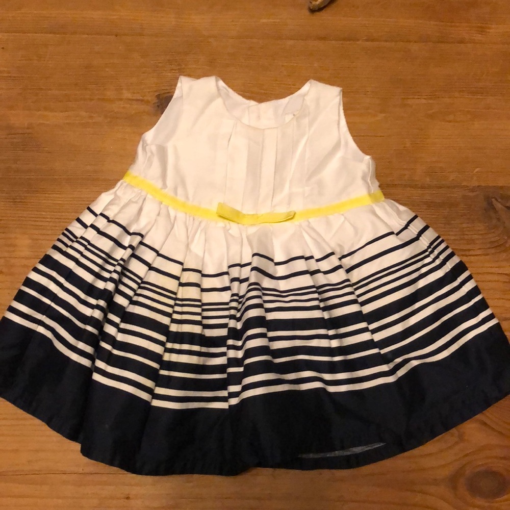 Baby girl Navy, white and yellow dress